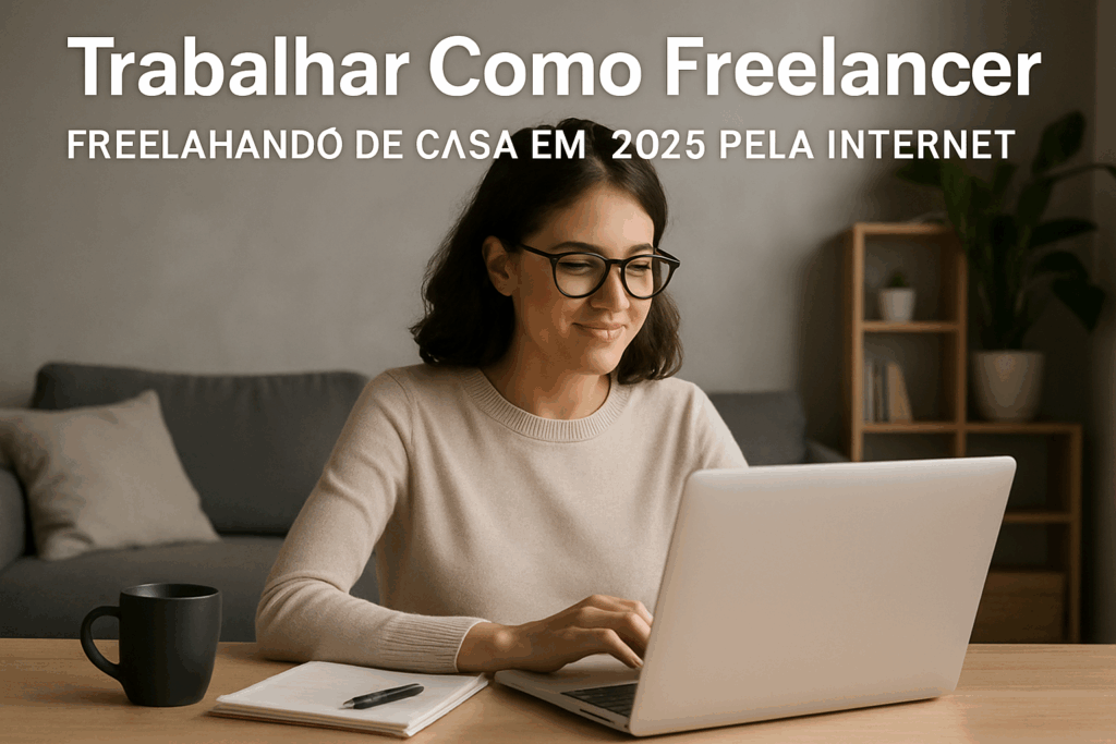 Freelancer trabalhando de casa em 2025 pela internet